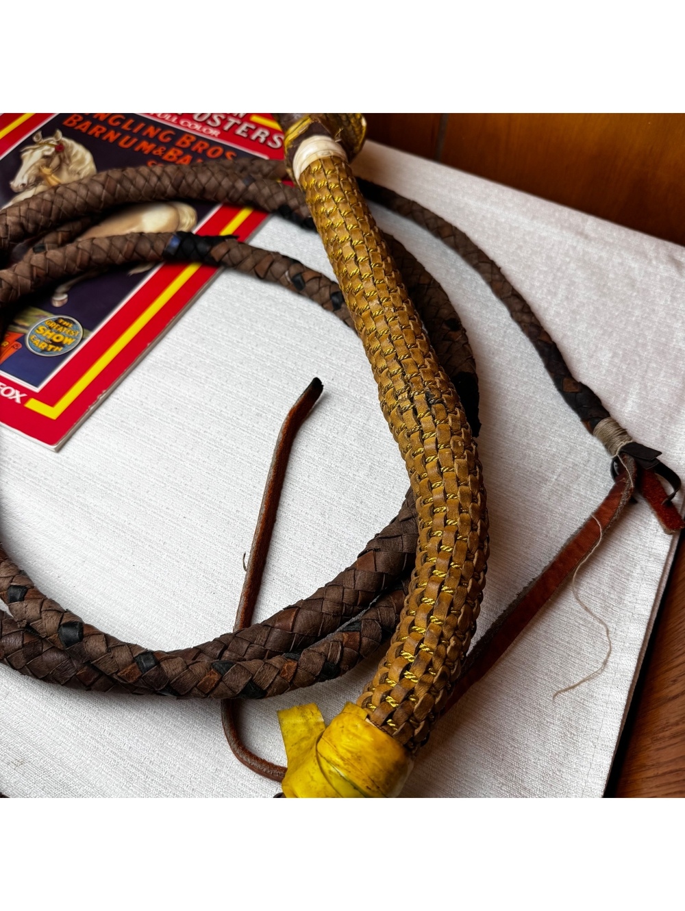 Authentic Ringling Bros Barnum Bailey Cobra Handle Lion Tamer Circus Whip - Picture 4 of 15